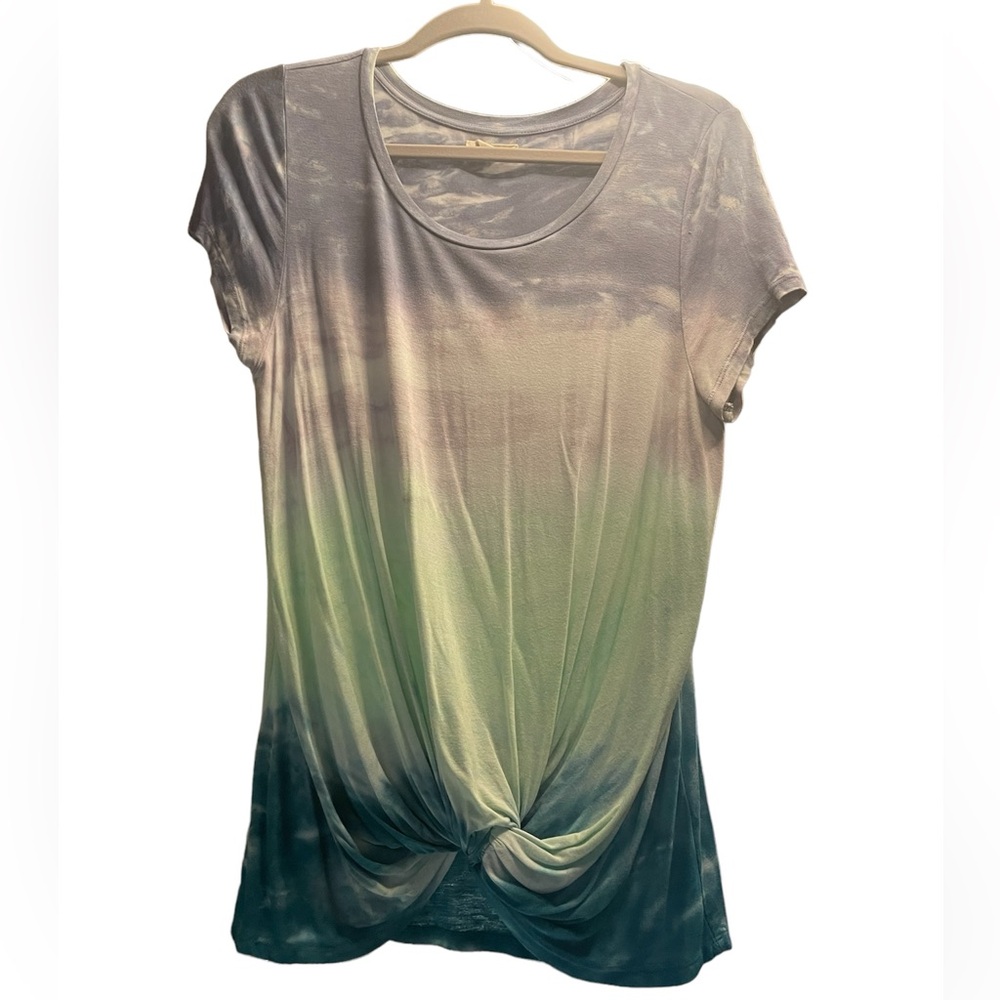 Cupio Blush Stitch Fix Tie Dye Short Sleeve Tee T-Shirt with front knot Sz Large